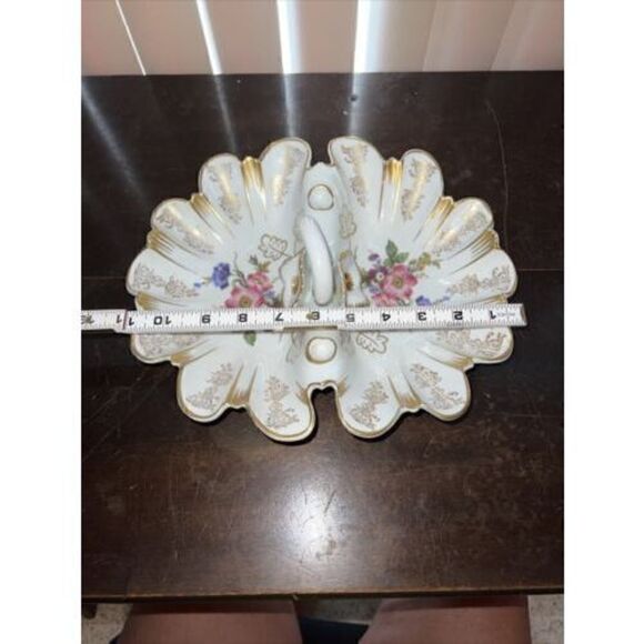 Gerold-Porzellan Bavaria Decorative Split Serving Dish Bowl Handle West Germany - Picture 8 of 9